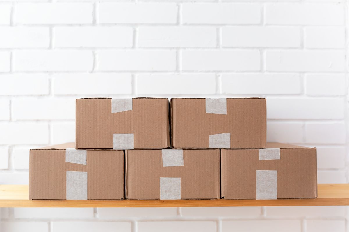 Stack of packages ready for shipping